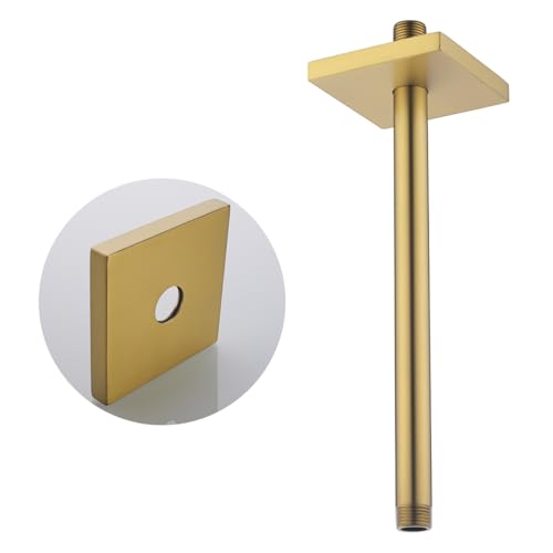 Wall Mounted Stainless Steel Shower Head Extension Arm Bathroom Accessories 12 Inch Champagne Bronze,SW-91038-12CB-SQ. - color: Right Angled Square Flange-12" Champagne Bronze
