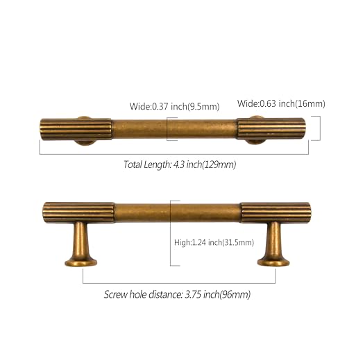 Asidrama 10 Pack 3.75 inch Antique Brass Kitchen Cabinet Handles - color: Antique Brass, size: 3.75" Hole Center
