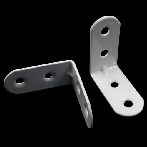White Corner Brace L Bracket, 20 Pcs, 1.5" x 1.5" x 0.73" | 40 x 40 x 1.5mm, Iron Right Angle Brackets, Metal Joint, For Tables, Furniture, Shelves, With Screws - style: 1.5" - 40mm