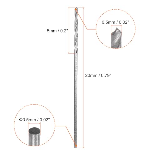 HARFINGTON 12pcs Micro Jobber Twist Drill Bits #76 0.5mm / 0.0197" High Speed Steel HSS Mini Drilling Bit Tool for Stainless Steel Aluminum Wood Plastic - size: 0.5mm