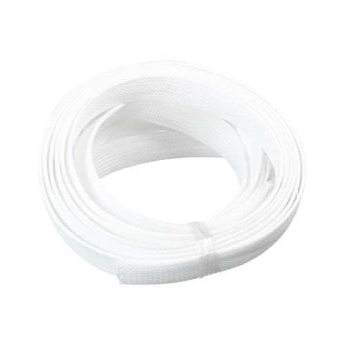Othmro 16.4ft Length PET Flexible Expandable Braided Cable Sleeves 0.62inch Width Wire Loom Sleeving and Organizers Flexible Wire Mesh Sleeves for TV Audio PC Cords from Pets Chewing White