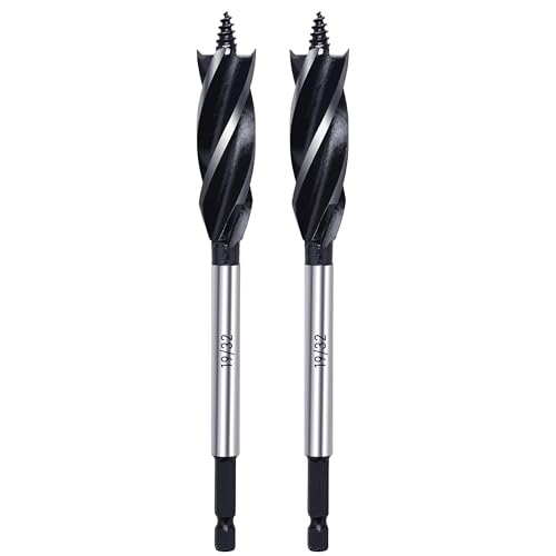 Wood Drill Bit 19/32 in. x 6-1/2 in. x 2Pcs Auger Drill Bits for Wood with 1/4 Inch Quick Change Hex Shank - size: 19/32 Inch