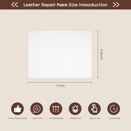 JDLUGH Leather Repair Patch Tape, 8.2x11 Inch, White, 2PCS - color: White, size: 8.2x11 Inch