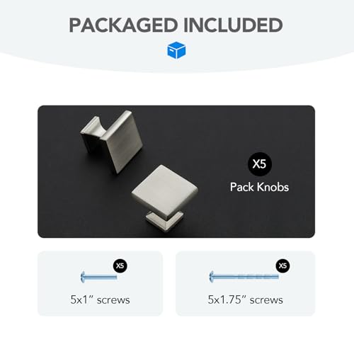 HOME EDIT Brushed Nickel Cabinet Handles Zinc Pulls Single Hole 5 Pack - color: Brushed Nickel, size: Single Hole