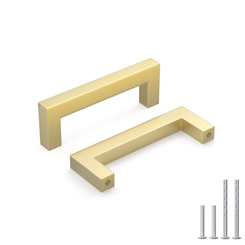 Goldenwarm 3 Inch 10 Pack Gold Cabinet Handles Kitchen Drawer Pulls - color: Gold, size: 3'' Hole Center