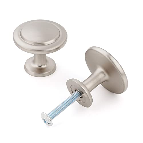 KOOFIZO 10 Pack Brushed Nickel Cabinet Knobs Round Single Hole Pulls 1960 - color: Brushed Nickel, size: Knob 1 - 10Pcs, style: Round