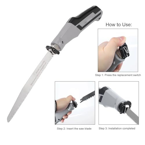 3-in-1 Multi Blades Hand Saw, Mini Reciprocating Saw Set Compact Drywall Hand Saw with Quick Release Blades Ergonomic Handle for Wood Metal Drywall Plastic