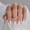 BTArtbox Press On Nails, Vanilla Glazed, Short Square, White Chrome, 32Ct - color: A-Vanilla Glazed