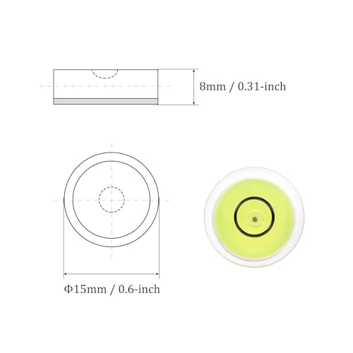 5pcs Small Circular Bubble Spirit Levels - [15mm Diameter 6mm Thickness] Mini Round RV Level Leveling Tools for Travel Trailer Turntable Camera, Lime - color: Lime, size: 15mm x 6mm