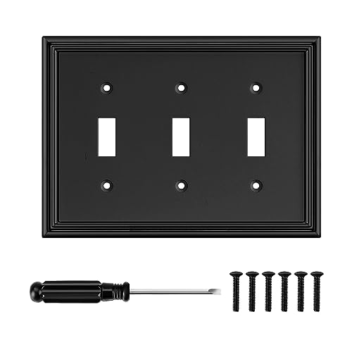 Black Modern Decorative Triple Toggle Light Switch Cover - size: 3 Gang Triple Toggle