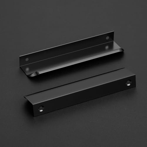 Matte Black Cabinet Handles Finger Edge Pulls 5.9 Inch CC 10 Pack - color: Matte Black, size: 150mm/5.9" Overall Length