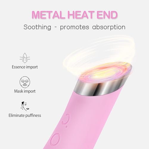 PRITECH Facial Cleansing Brush, Rechargeable Silicone Face Scrubber with Heat Massage End, Vibrating Exfoliator Scrubber for Deep Cleaning, Waterproof Face Brush for Women and Men (Pink) - color: Pink