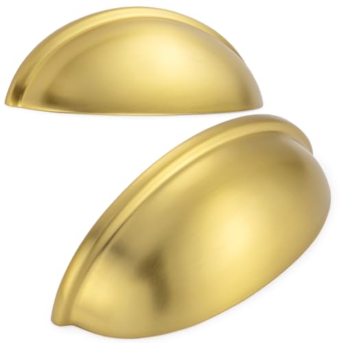 3 Inch Brushed Gold Drawer Pulls Cabinet Cup Pulls 10 Pack 1886 - color: Brushed Gold