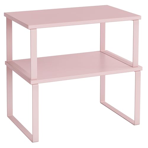 SONGMICS Cabinet Organizer Shelf, Set of 2 Spice Rack, Kitchen Storage - color: Jelly Pink, size: 11.7"w