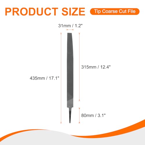 HARFINGTON Tip Coarse Cut File 14" Double Cut Teeth High Carbon Steel Hand Rasp File without Handle for Metal Wood Deburring Removing - size: 14", style: Coarse