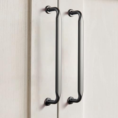 12 Pack Black Zinc Alloy Cabinet Handles - 6.3''(160mm) Hole Center Cabinet Pull Hardware for Bedroom, Kitchen L101 - color: Black, size: 6.3'' Hole Center