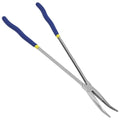 QWORK 16 Inch Long Reach Needle Nose Pliers, 45 Degree Angled Tip, Extra Long Handles, Tight Serrated Jaws for Narrow Spaces, Automotive Mechanic & Machinery Maintenance