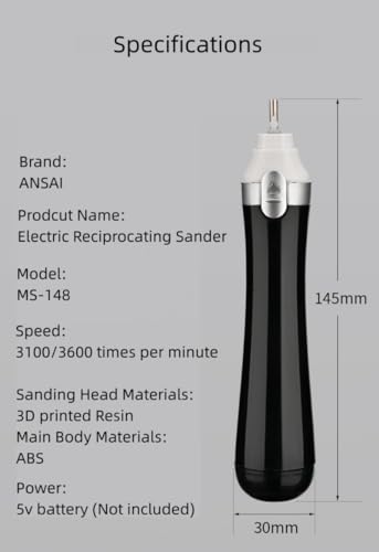 ANSAI Electric Reciprocating Sander, With 8pcs 3D Print ABS Head For Hobbies,Art,Miniature,figure polishing,sanding