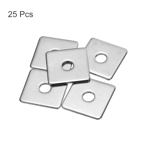 uxcell Square Washer, 25Pcs M6x25x25x2mm 304 Stainless Steel Square Plate Washers Flat Pad Spacer Gasket for Hardware Fastener - size: M6x25x25x2mm