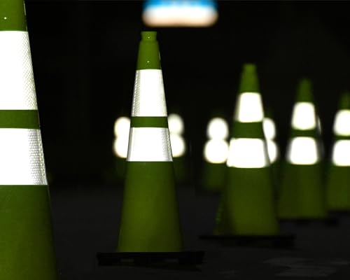 Fluorescent Green PVC Traffic Cones, 28" Large, 8 Count - color: Green, size: 28" Large