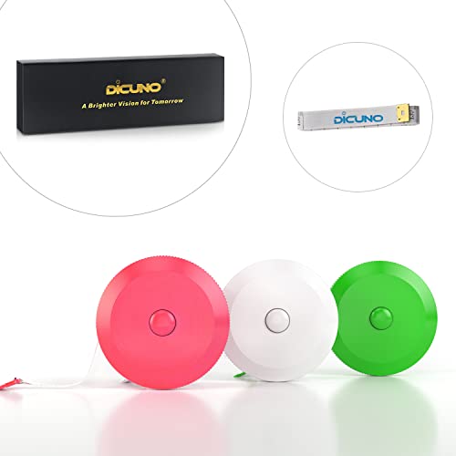 DiCUNO 3-Pack Soft Retractable Measuring Tape, 60-Inch 1.5 Meter, 3 Colors - color: 3 Colors (White/Green/Pink)