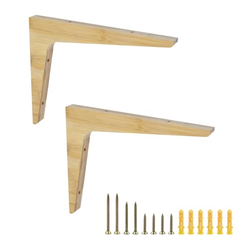 Antrader 2PCS Wooden Shelf Brackets,9.6"×7.9"×0.8",Light Brown - color: Light Brown, size: 9.6"×7.9"×0.8",2pcs