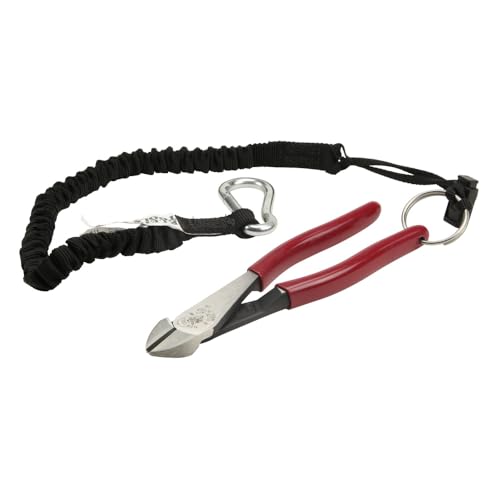 Klein Tools D228-8TT Pliers, Made in USA, Diagonal Cutting Pliers with High-Leverage Design and Tether Ring, 8-Inch
