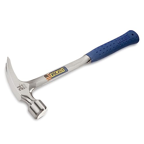 Estwing - ESTE324S Framing Hammer - 24 oz Long Handle Straight Rip Claw with Smooth Face & Shock Reduction Grip - E3-24S Silver - size: 24 oz, style: Smooth Face