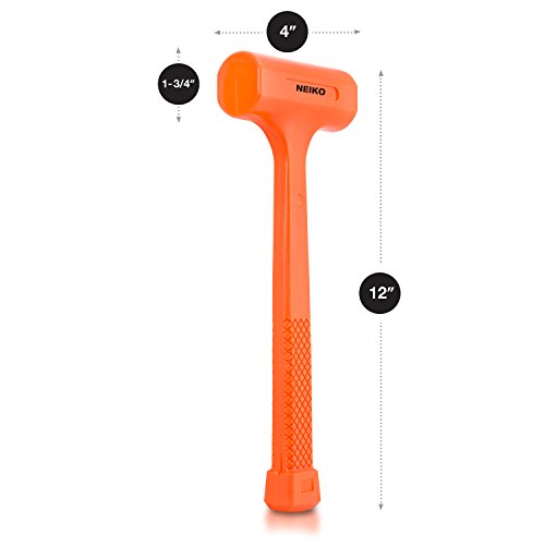 Neiko 02846A 1 LB Dead Blow Hammer, Neon Orange I Unibody Molded | Checkered Grip | Spark and Rebound Resistant - size: 1 Pound, style: Dead Blow