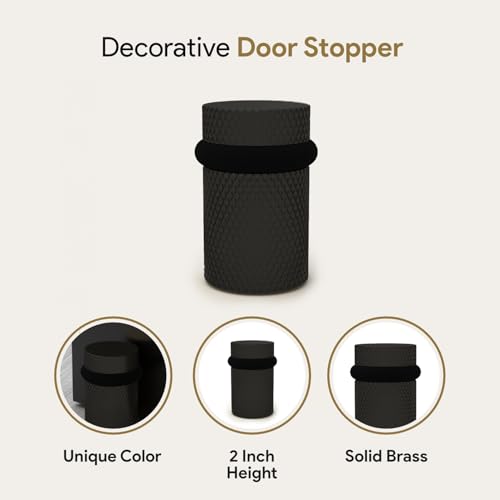 Mega Handles Knurled Floor Door Stopper Matte Black (4-Pack) - Floor Mount - color: Matte Black, size: 4 Pack