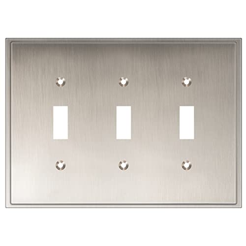 Henne Bery Soft Modern Decorative Wall Plate Switch Plate Outlet Cover (Triple Toggle, Satin Nickel) - style: Triple Toggle