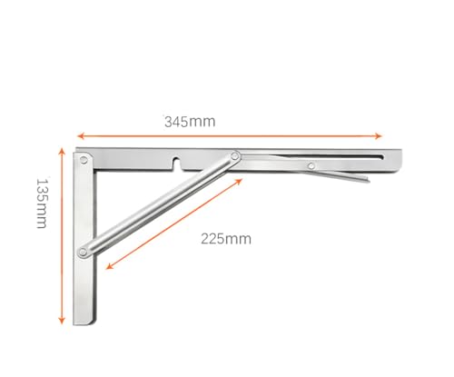 Folding Shelf Brackets, Max Load 330 lb, Heavy Duty Stainless Steel Collapsible Wall Mounted Shelf Brackets for Table, Space Saving DIY Bracket, Pack of 2 (Silver, 14 Inch 2pack) - size: 14 Inch 2pack