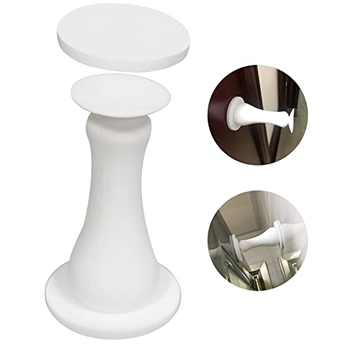 Magnetic Door Stopper Self Adhesive, Silicone Door Stop Holder Wall Mount Damage-Free with Durable Reusable Waterproof House Door Stopper, No Need to Drill Collision Mute No Trace (White)