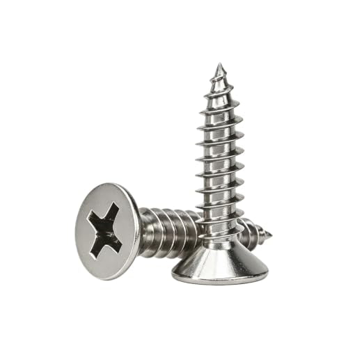 #4 Flat Head Phillips Wood Screws 150Pcs, 304 Stainless Steel, 1/2" - color: Sliver, size: #4 x 1/2''-150pcs