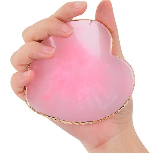 Resin Nail Art Palette Nail Mixing Palette Polish Color Mixing Plate Golden Edge Nail Holder Display Board Heart Shape Cosmetic Mixing Tools (Pink) - color: Pink