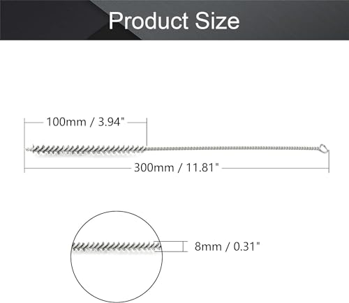 Utoolmart Steel Wire Tube Brush, Stainless Steel Spiral Power Bottle Cleaning Brush Long-Handle Bristle Pipe Cleaning Tool, 0.3-inch Diameter 12-inch Length,10pcs - color: 10pcs, size: 0.8cm