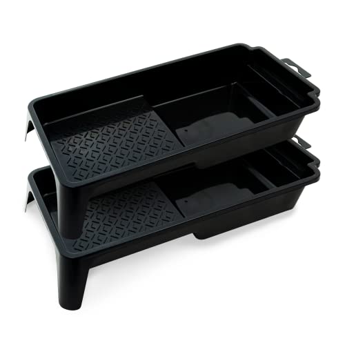 PD 4 Inch Paint Roller Tray, 2-Pack, Deep Pocket, Black Plastic - color: Tray (Black) – 2 Pack, size: 4-inch
