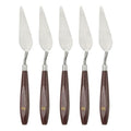 HARFINGTON 5pcs Palette Knife Painting Tool 3.27 x 1.06 Stainless Steel Art Spatula Pallet Knives Scrapers Tools with Beech Wood Handle for Acrylic Oil Canvas Mixing Spreading, Red/Silver - size: 3.27" x 1.06"