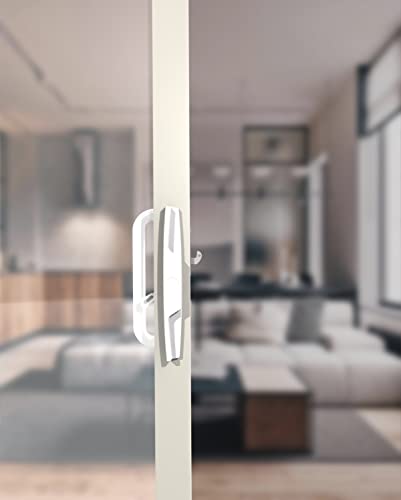 House Guard Sliding Patio Door Handle Set, Mortise Lock, 3-15/16", White - color: White