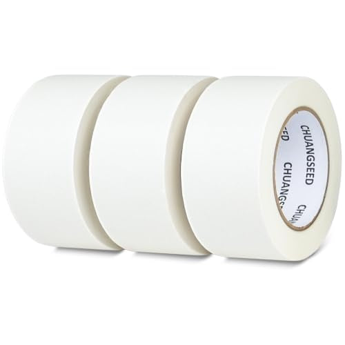 CHUANGSEED 3-Pack White Masking Tape General Purpose Beige Painters Tape 1.88 inch x 60 Yards for Basic Painting, Home, Office, School Stationery, Arts, Crafts and Decoration - color: White