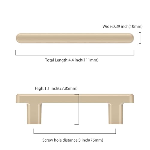 Asidrama 10 Pack 3 Inch(76mm) Champagne Copper Cabinet Pulls - Kitchen Cabinet Hardware for Cupboard Drawer Pulls - color: Champagne Copper, size: 3" Hole Center, style: 10 Pack
