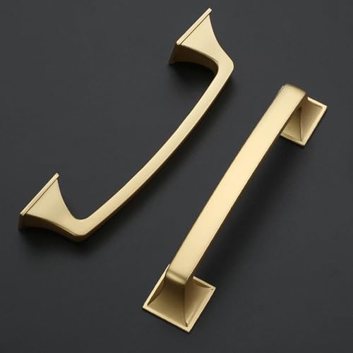 Amerdeco 10 Pack Brushed Gold Cabinet Pulls 3-3/4 Inch(96mm) Hole Center Cabinet Hardware Kitchen Cabinet Handles for Bathroom Drawer Pulls ZH0002 - color: Gold, size: 3.75" hole center