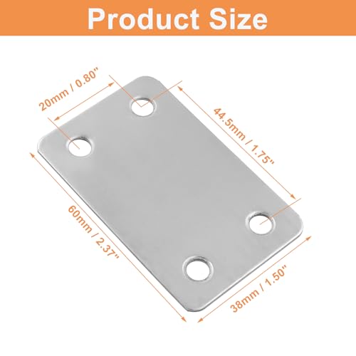 Stainless Steel Flat Straight Brace Bracket, 20-Pack, Silver