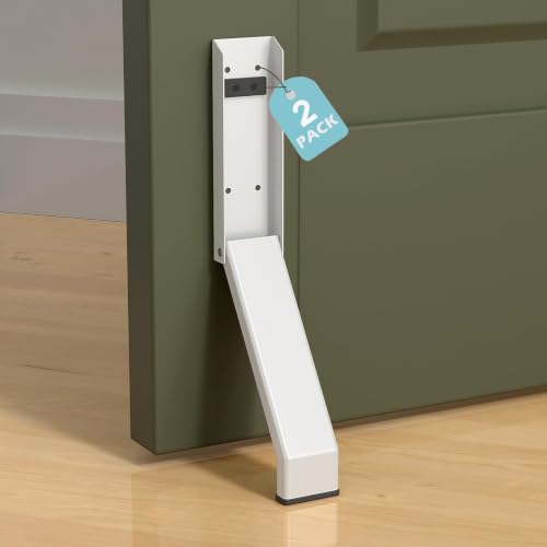 Door Stop, No Drilling Door Stoppers to Keep Door Open, Easy Pedal Kick Down Door Holder - color: White x 2 Pack