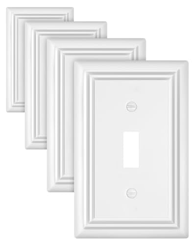 Switch Plates Outlet Covers, 4-Pack Metal Wall Plates, Pure White - color: Pure White, size: 1 Toggle 4PK