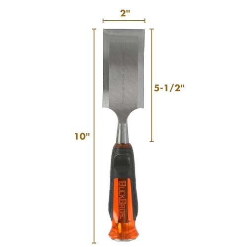 Buck Bros. 74819 2-Inch Wood Chisel, Full Tang Wood Carving Tools, Woodworking Tools for Carpentry, Trim Work, and DIY Projects, Hardened Steel Blade, Beveled Edge, Durable Non-Slip Handle - size: 2-Inch