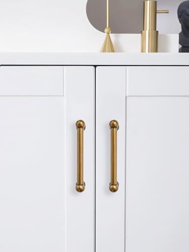 10 Pack 3 Inch Hole Center Antique Brass Cabinet Pulls 100% Solid Heavy Duty Dresser Pulls Cabinet Drawer Pulls for Kitchen Cupboard Hardware - color: Antique Brass, size: 3 inch hole center