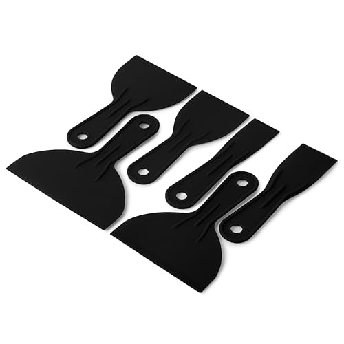 Bates 6 Pack Black Plastic Putty Knife Set - Paint Scraper, Spackle Tool, Spreader - color: Black, size: 1.5, 2, 3, 4, 5, 6 Inches, 6 Pack