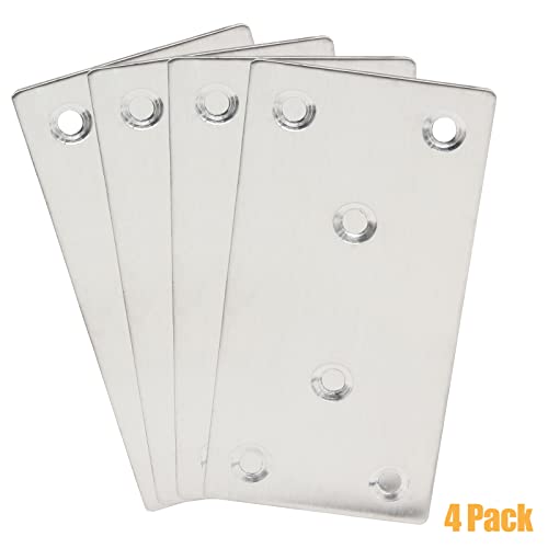 4pcs Metal Flat Straight Brace Bracket, 4'' x 2'' (L x W) , Silver - size: 4'' x 2''/ 100mm x 50mm, style: Silver-4pcs