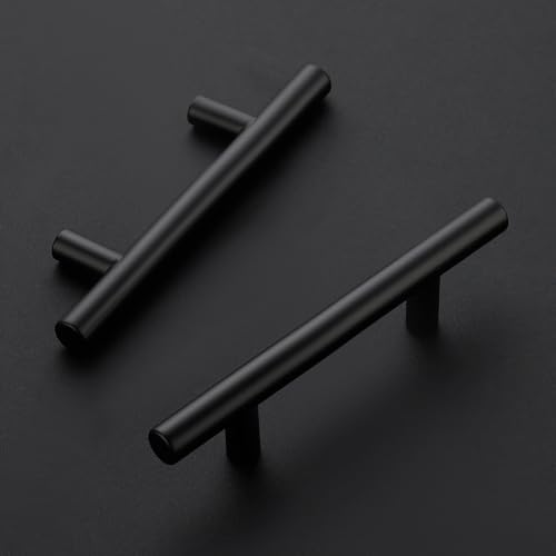 Ravinte Matte Black Cabinet Handles,Round T Pulls,2-1/2 Inch,30 Pack - color: Matte Black, size: 2-1/2 Inch Hole Center